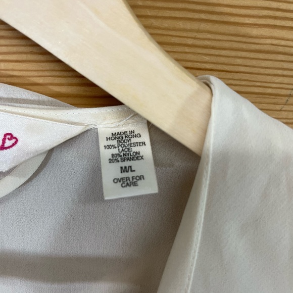 Vtg Victoria's Secret Robe M/L Sheer Ivory Chiffon Lace Trim Long B124 - Picture 4 of 16